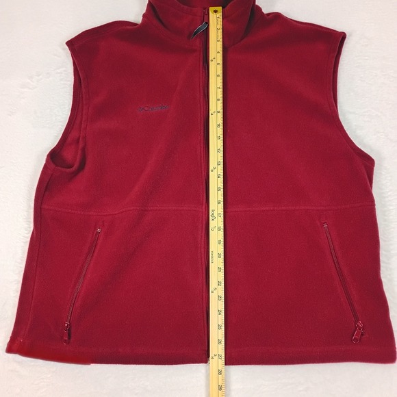 Columbia Fleece Vest Men's XXL Red Full Zip Pockets Outdoor Layer - Picture 6 of 10